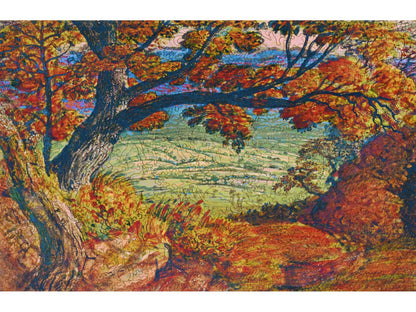 The front of the puzzle, The Weald of Kent, which shows the countryside in autumn.
