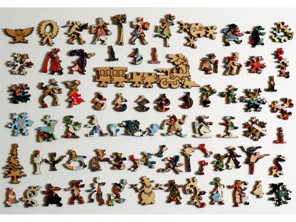 The whimsies that can be found in the puzzle Vintage Christmas Postcards.