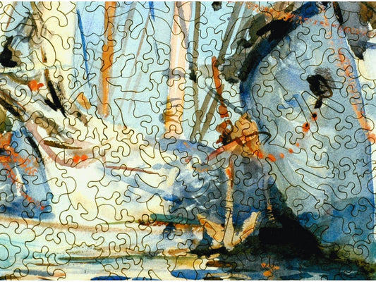 A closeup of the front of the puzzle, White Ships.