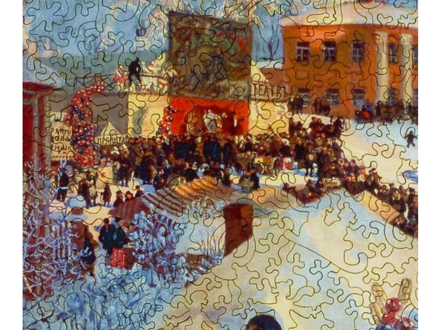 A closeup of the front of the puzzle, Winter, Carnival Fair, 1919.