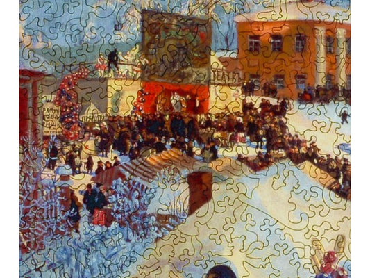 A closeup of the front of the puzzle, Winter, Carnival Fair, 1919.