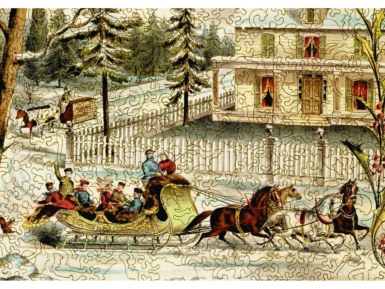 A closeup of the front of the puzzle, Vintage Winter Days.