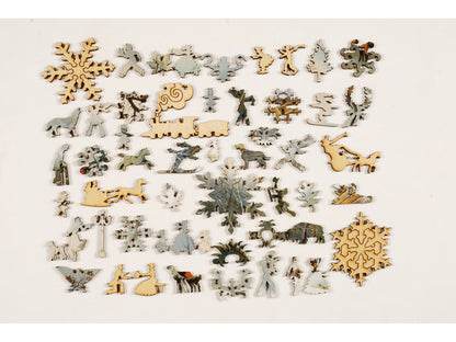 The whimsy pieces that can be found in the puzzle, Winter in the Country: Gathering Ice.