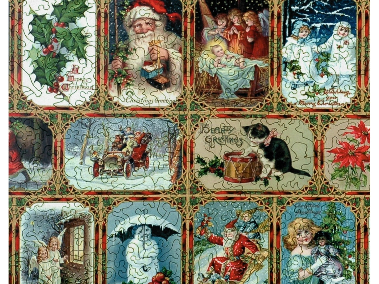 A closeup of the front of the puzzle, Yuletide Memories.