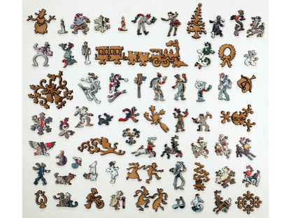 The whimsy pieces that can be found in the puzzle, Yuletide Memories.